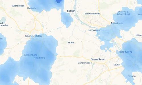 Regenradar Vorschaubild - Aktuelle Niederschläge in Hude und Umgebung