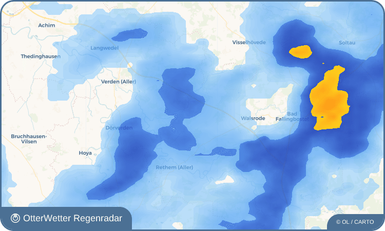 Wetter-Widget-Vorschau mit Vorhersagedaten für Nordkampen