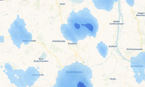 Regenradar Vorschaubild - Aktuelle Niederschläge in Rastede und Umgebung