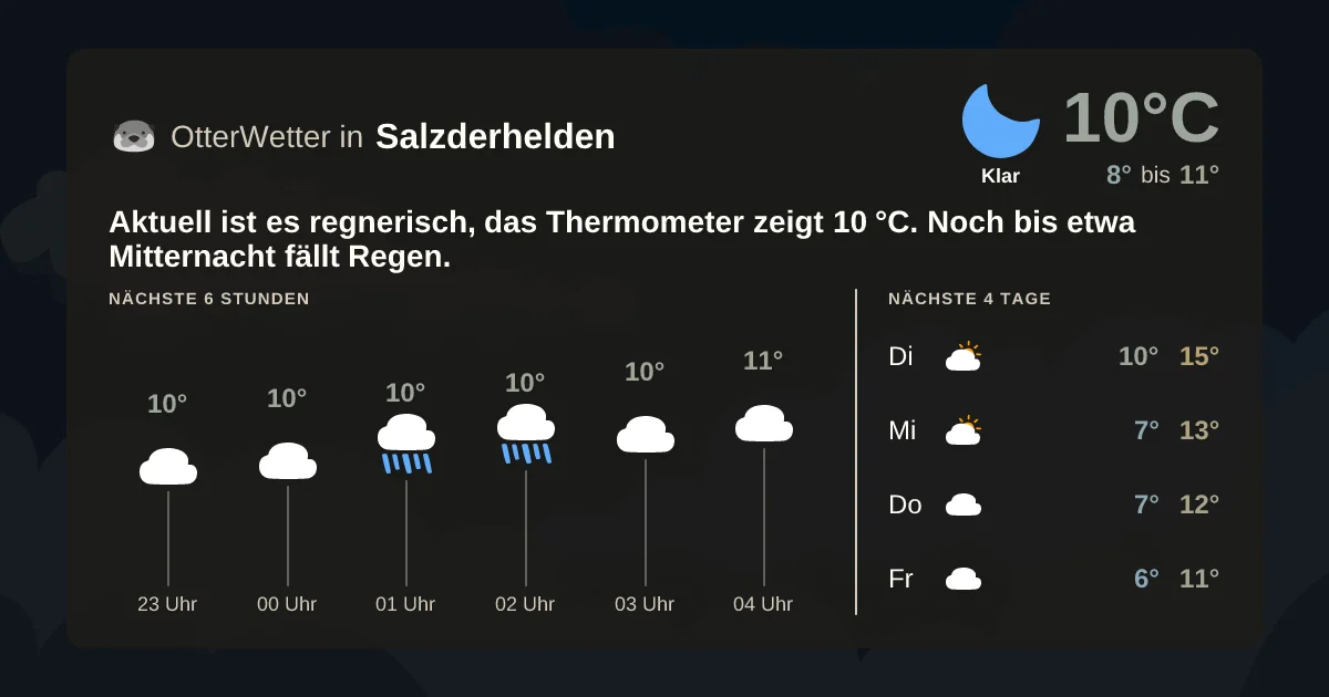 Wetter-Widget-Vorschau mit Vorhersagedaten für Salzderhelden