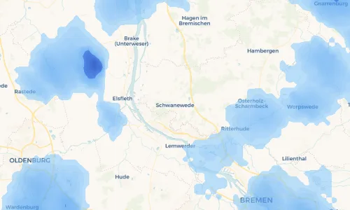 Regenradar Vorschaubild - Aktuelle Niederschläge in Schwanewede und Umgebung