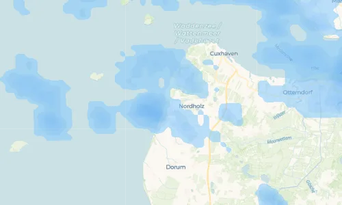 Regenradar Spieka-Neufeld: aktuelle Niederschläge in Spieka-Neufeld und Umgebung, Stand 17. Oktober 2026 um 21:00 Uhr
