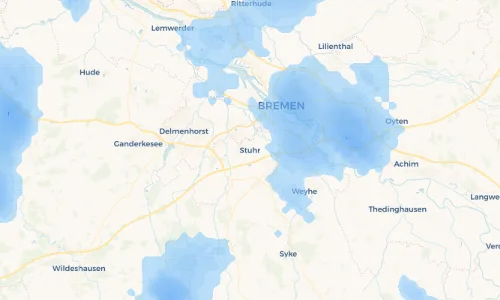 Regenradar Vorschaubild - Aktuelle Niederschläge in Stuhr und Umgebung