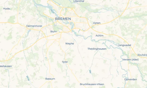 Regenradar Sudweyhe: aktuelle Niederschläge in Sudweyhe und Umgebung, Stand 23. Oktober 2026 um 14:05 Uhr
