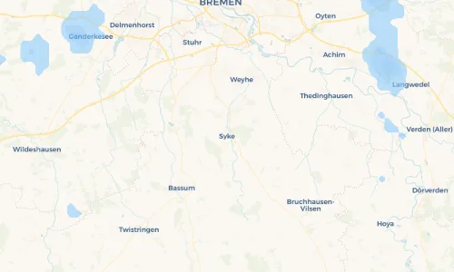 Regenradar Vorschaubild - Aktuelle Niederschläge in Syke und Umgebung