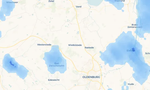 Regenradar Vorschaubild - Aktuelle Niederschläge in Wiefelstede und Umgebung