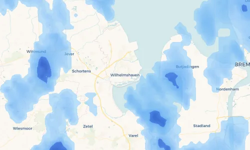 Regenradar Vorschaubild - Aktuelle Niederschläge in Wilhelmshaven und Umgebung