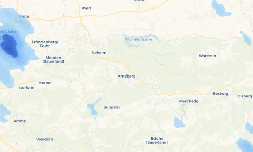 Regenradar Vorschaubild - Aktuelle Niederschläge in Arnsberg und Umgebung