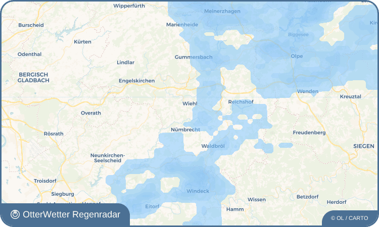 Widget-Vorschau für Bierenbachtal Wetter-Widget-Vorschau mit Vorhersagedaten für Bierenbachtal
