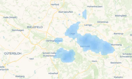 Regenradar Billinghausen: aktuelle Niederschläge in Billinghausen und Umgebung, Stand 17. Oktober 2026 um 11:50 Uhr