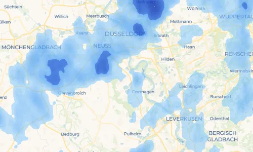 Regenradar-Vorschau: aktuelle Niederschläge in Delrath und Umgebung