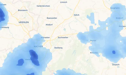 Regenradar Vorschaubild - Aktuelle Niederschläge in Eschweiler und Umgebung