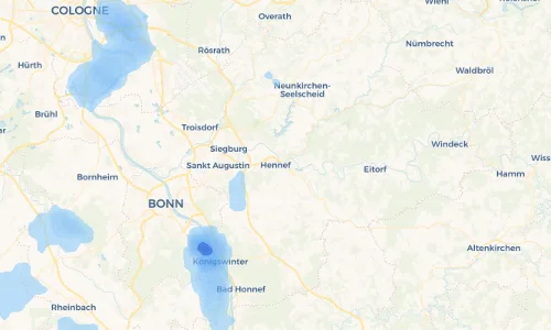 Regenradar Vorschaubild - Aktuelle Niederschläge in Hennef und Umgebung