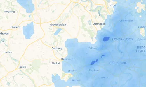 Regenradar Hüchelhoven: aktuelle Niederschläge in Hüchelhoven und Umgebung, Stand 21. Oktober 2026 um 4:10 Uhr