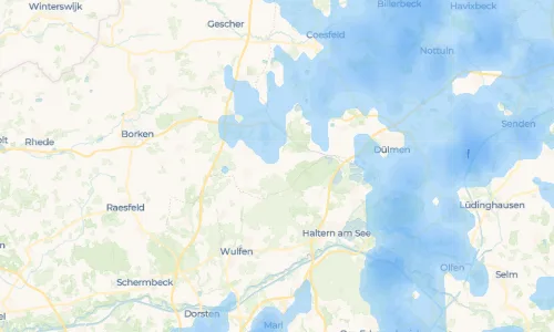 Regenradar-Vorschau: aktuelle Niederschläge in Hülsten und Umgebung
