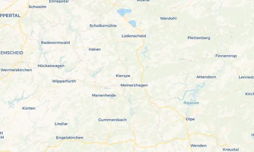 Regenradar-Vorschau: aktuelle Niederschläge in Kierspe-Bahnhof und Umgebung