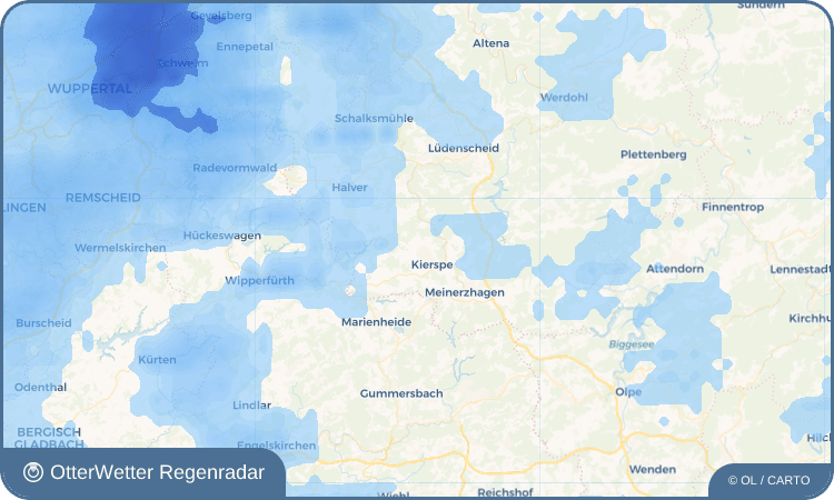 Wetter-Widget-Vorschau mit Vorhersagedaten für Kierspe-Dorf