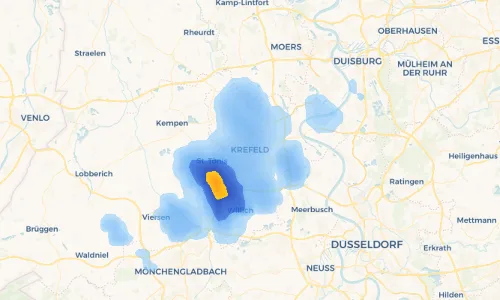 Regenradar Vorschaubild - Aktuelle Niederschläge in Krefeld und Umgebung