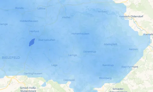 Regenradar Lüerdissen: aktuelle Niederschläge in Lüerdissen und Umgebung, Stand 22. Oktober 2026 um 21:00 Uhr
