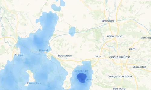 Regenradar-Vorschau: aktuelle Niederschläge in Mettingen und Umgebung