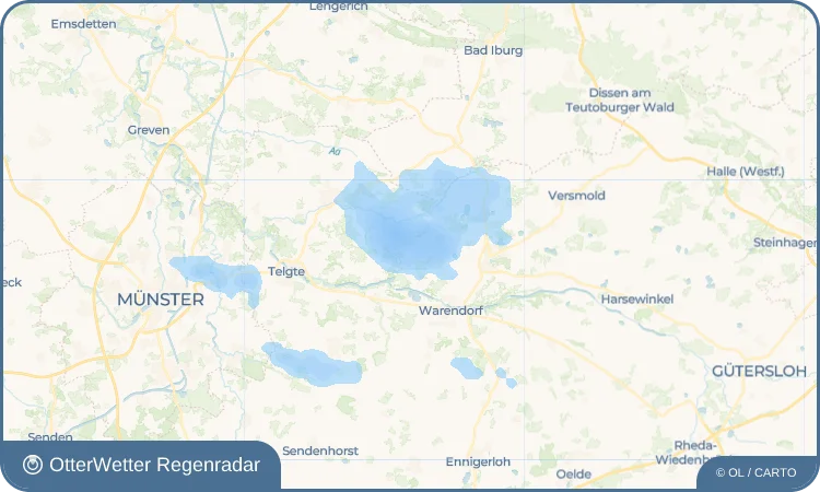 Widget-Vorschau für Milte Wetter-Widget-Vorschau mit Vorhersagedaten für Milte