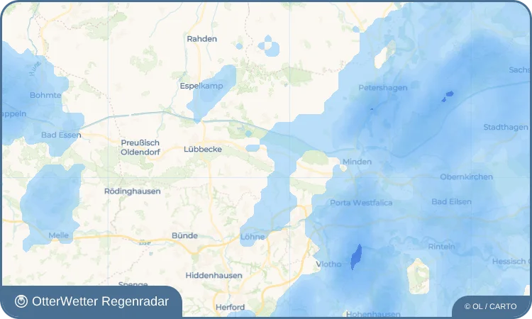 Widget-Vorschau für Oberlübbe Wetter-Widget-Vorschau mit Vorhersagedaten für Oberlübbe