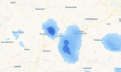 Regenradar Vorschaubild - Aktuelle Niederschläge in Oelde und Umgebung