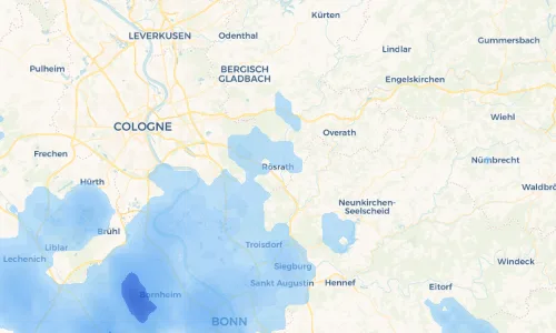 Regenradar Vorschaubild - Aktuelle Niederschläge in Rösrath und Umgebung