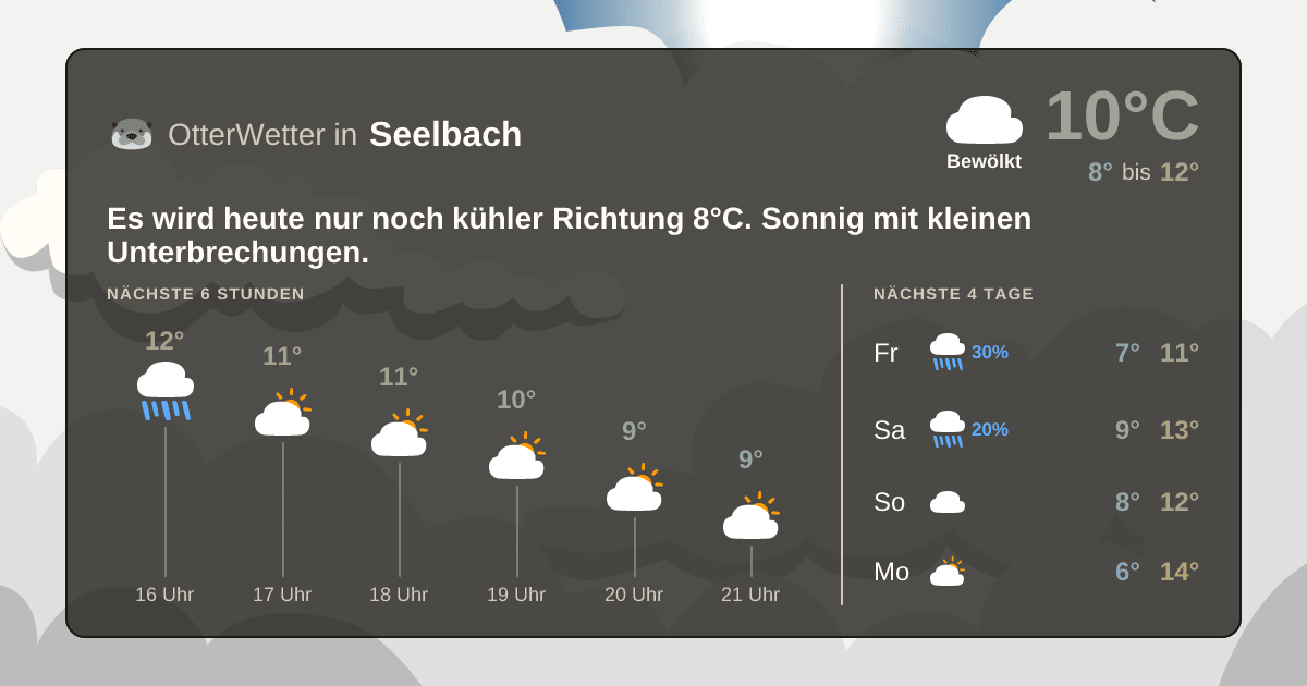 Wetter-Widget-Vorschau mit Vorhersagedaten für Seelbach