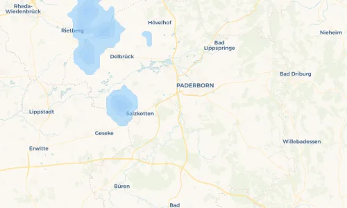 Regenradar-Vorschau: aktuelle Niederschläge in Wewer und Umgebung