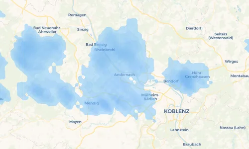 Regenradar Vorschaubild - Aktuelle Niederschläge in Andernach und Umgebung
