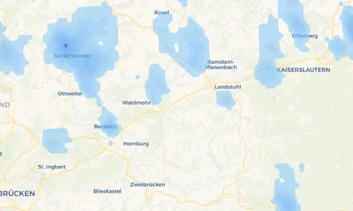 Regenradar Vorschaubild - Aktuelle Niederschläge in Bruchmühlbach-Miesau und Umgebung