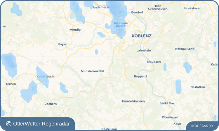 Widget-Vorschau für Oberfell Wetter-Widget-Vorschau mit Vorhersagedaten für Oberfell