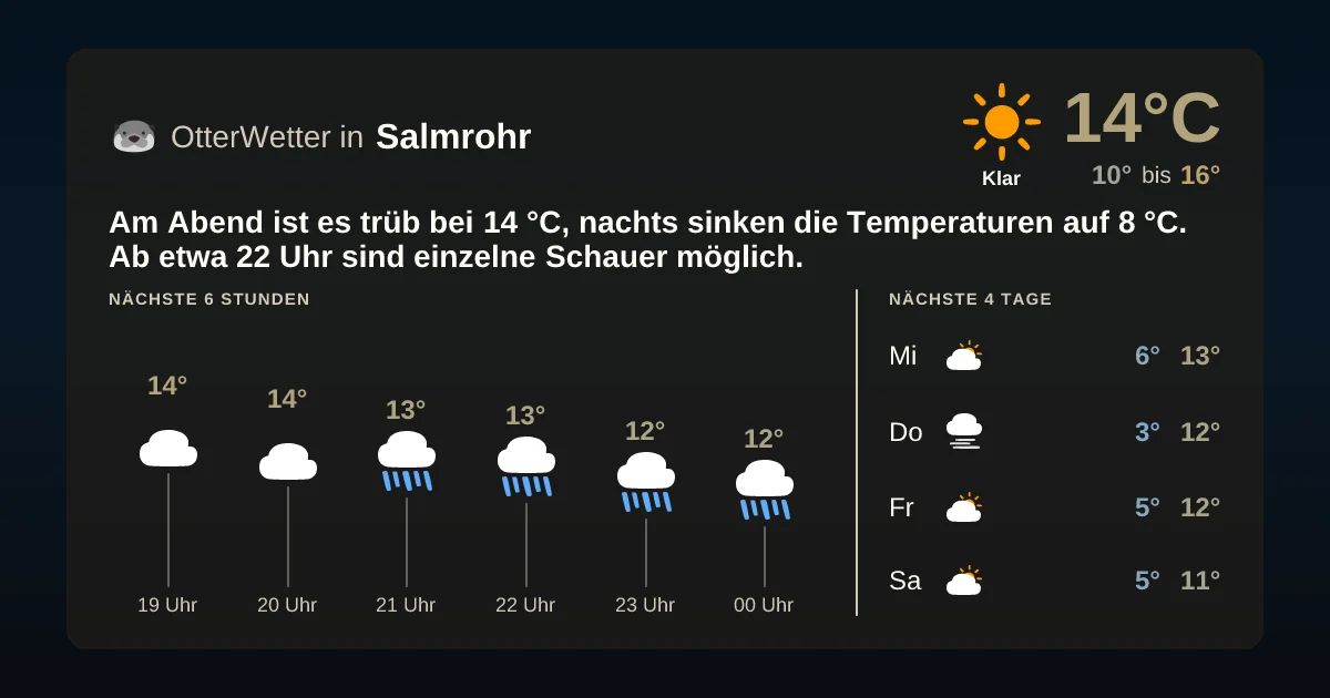 Widget-Vorschau für Salmrohr Wetter-Widget-Vorschau mit Vorhersagedaten für Salmrohr