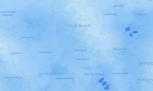 Regenradar Korbetha: aktuelle Niederschläge in Korbetha und Umgebung, Stand 20. Oktober 2026 um 4:05 Uhr