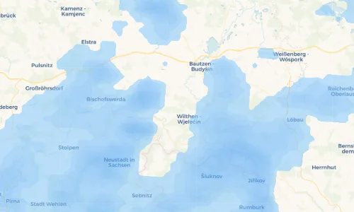 Regenradar Vorschaubild - Aktuelle Niederschläge in Arnsdorf - Warnoćicy und Umgebung