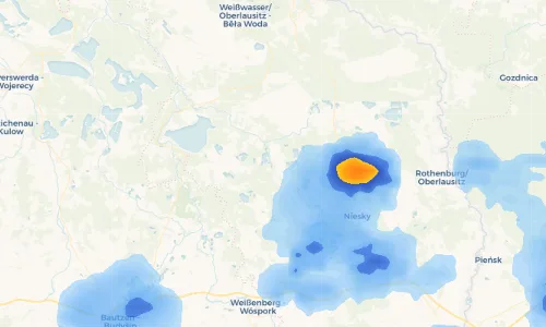 Regenradar Vorschaubild - Aktuelle Niederschläge in Kreba-Neudorf - Chrjebja-Nowa Wjes und Umgebung