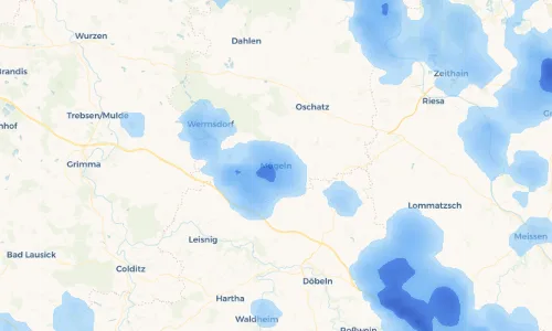 Regenradar Vorschaubild - Aktuelle Niederschläge in Mügeln und Umgebung