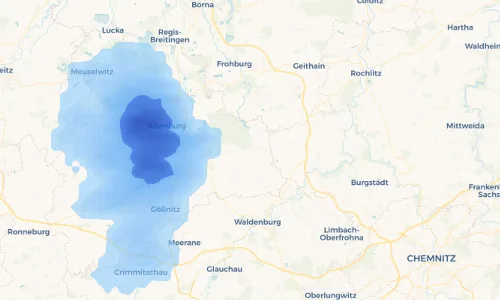 Regenradar Vorschaubild - Aktuelle Niederschläge in Langenleuba-Niederhain und Umgebung